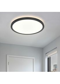 etc-shop Plafonnier cuisine plafonnier led plafonnier salle de bain, rétroéclairage, IP44, opale noire, rond, 1x led 24W 2300lm 3000K blanc chaud, DxH 42x2,5