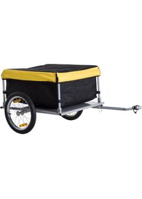 HOMCOM - Remorque de transport vélo cargo barre d'attelage incluse housse amovible 4 réflecteurs charge max. 40 Kg noir jaune - Noir Jaune