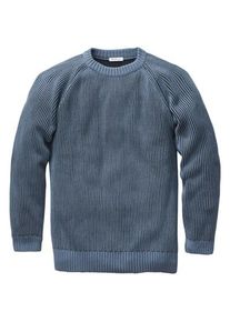 Knowledge Cotton Apparel Mens Rib Knit Sweater Blue tones, S