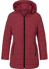 Dames Gewatteerde jas met afneembare capuchon donkerrood Maat 50
