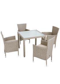 Casaria® Salon de jardin en résine tressée Bali gris et beige 4+1