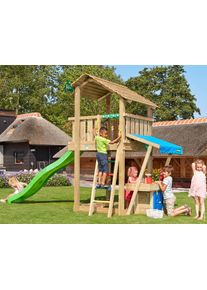 Jungle Gym Spielturm »Jungle Shelter Mini Market«, Bxtxh: 176X440X290 Cm beige, Mit Kaufladen, Sandkasten und Rutsche