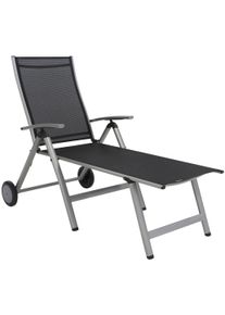 Greemotion Gartenliege »Monza Comfort«, Alu/Textil, Schwarz silberfarben , Holzliege mit hochwertigem Aluminium Gestell