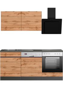 HELD MÖBEL Held Möbel Küche »Riesa«, Stellbreite 180 Cm, Wahlweise Mit Oder Ohne E-Geräte grau, Größe B/H/T: 180 cm x 200 cm x 60 cm B/H/T: 180 cm x 200 cm x...