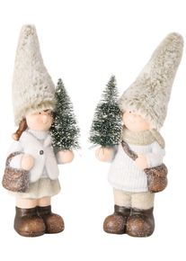 Boltze Weihnachtsfigur »Winterkinder Milmy, Weihnachtsdeko«, (Set, 2 St.), Mit Led-Beleuchtung bunt, Größe B/H/T: 14 cm x 35 cm x 12 cm B/H/T: 14...