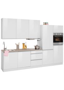 HELD MÖBEL Held Möbel Küchenzeile »Ohio«, Mit E-Geräten, Breite 300 Cm weiß, Größe B: 300 cm B: 300 cm made_in_germany, Wahlweise mit Aufbauservice