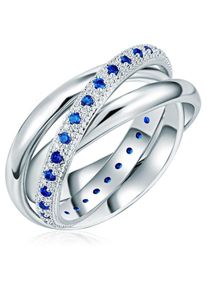 Lulu & Jane Lulu & Jane Dames Ring blauw / zilver / transparant 52