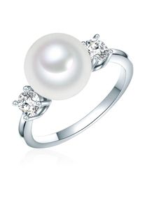 Lulu & Jane Lulu & Jane Dames Ring zilver / transparant / parelwit 52