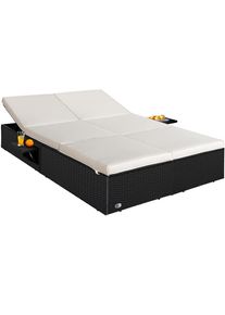 Casaria® Lettino Prendisole Matrimoniale Nero-Crema Polyrattan