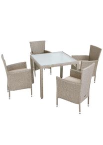 Casaria&reg; Salotto da giardino Bali sedie impilabili 9pz crema