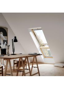 Velux Dachfenster Lichtlösung GPL GIL LICHTBAND Holz klar lackiert ENERGIE PLUS Klapp-Schwingfenster, 78x98/92 cm (MK04)