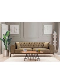 Design 3-szem&eacute;lyes kanap&eacute; Tamarice 230 cm barna-z&ouml;ld