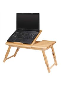 Casaria® Table de lit pliable en bambou pour ordinateur avec tiroir