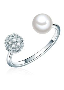 Lulu & Jane Lulu & Jane Dames Ring zilver / parelwit 52