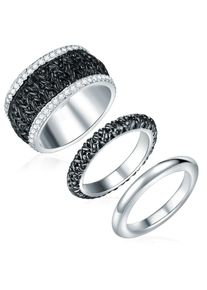 Lulu & Jane Lulu & Jane Dames Ring zwart / zilver 52