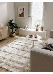 benuta Pop Teppe med luv Tibo Krem 120x170 cm Geometrisk,Miks av strukturer