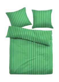 Tom Tailor Unisex Satin Bettwäsche längs gestreift, grün, Streifenmuster, Gr. 135X200,