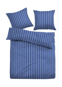 Tom Tailor Unisex Satin Bettwäsche längs gestreift, blau, Streifenmuster, Gr. 135X200,