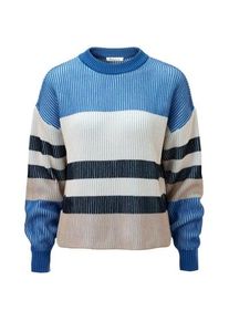 Knowledge Cotton Apparel Ladies Knit Sweater Patent Blue-Cream, XS