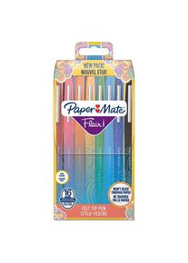 Papermate Flair-Stift | mittlere Spitze (0,7 mm) | Gemischte Farben | Tasche mit 16 Stiften