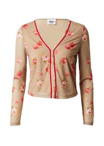 Bella x ABOUT YOU Dames Gebreid vest 'Sarah' donkerbeige / olijfgroen / rood XS