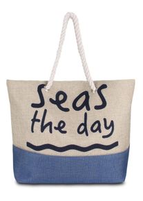 Normani Dames Strandtas beige / blauw / navy One Size