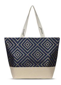Normani Dames Strandtas 'Nika' beige / donkerblauw / goud One Size