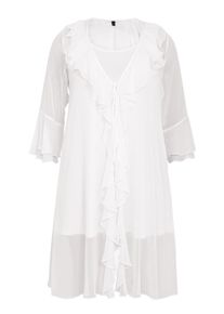 Yoek Dames Gebreid vest 'Voile' wit S-M