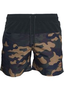 Urban Classics Block Swim Shorts Badeshorts woodland/schwarz