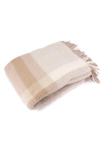 Sheepwool blanket beige chequered 130x200cm