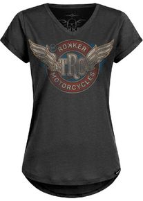 Rokker Wings, t-shirt vrouwen , kleur: Donkergrijs/Wit/Rood/Blauw , maat: L