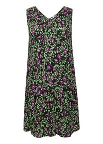 Kaffe CURVE Dames Zomerjurk 'Isma' taupe / neongroen / purper / zwart 44