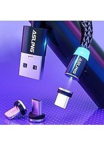 ASLING Multi-Ladekabel 3,3 Fuß 6,6 Fuß USB A auf Typ C / Micro / IP 3 A Ladekabel Nylon geflochten 3 in 1 Magnetisch Für iPad Samsung Xiaomi Handy-Zubehör