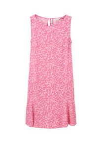Tom Tailor Damen Volant Kleid, rosa, Logo Print, Gr. 34, viskose