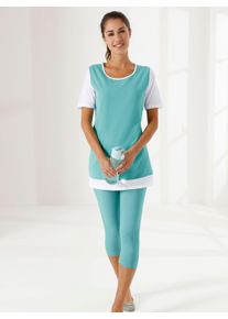 Dames Caprilegging met comfortband rondom in turquoise ,maat 38, WITT, 95% Katoen, 5% Elastan