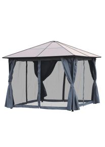 Outsunny 3 x 3m Garden Aluminium Gazebo Hardtop Roof Canopy Marquee Party Tent Patio Outdoor Shelter w/Mesh Curtains & Side Walls| Aosom Ireland