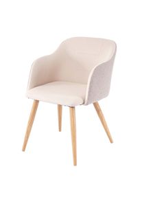 Esszimmerstuhl HWC-D71, Stuhl Küchenstuhl, Retro Design, Armlehnen Stoff/Textil ~ creme-beige