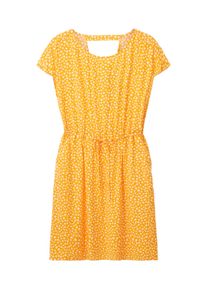 Tom Tailor Denim Damen Basic Kleid, orange, Blumenmuster, Gr. XS, viskose