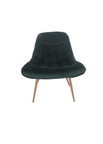 Salesfever tumbona con asiento XXL | funda de terciopelo | estructura de metal con aspecto de madera | acolchado exuberante | 76 x 87 x 86cm | verde