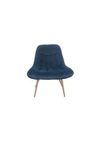 Salesfever tumbona con asiento XXL | funda de terciopelo | estructura de metal con aspecto de madera | acolchado exuberante | An76xPr87xAl86 cm |azul