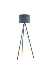 Salesfever lámpara de pie trípode tres patas | pantalla textil | estructura de madera de roble | An 65 x Pr 65 x Al 154 cm | gris