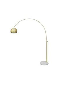 Salesfever lámpara de arco | 1 luz | regulable en altura | pantalla de plástico | estructura de metal |base de mármol|An165xPr30xAl205cm|latón-blanco
