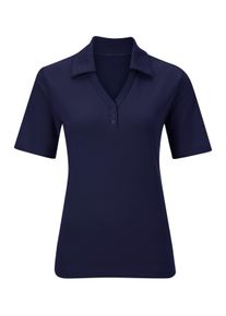 Dames Poloshirt met drukknoopsluiting in marine ,maat 38, WITT, 60% Katoen, 40% Polyester