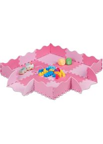 Relaxdays - Tapis puzzle 25 pièces, mousse eva, sans substances nocives, 0,77 m2, dalle jeu enfant avec bord, rose