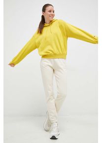 Champion bluza femei, culoarea galben, cu glugă, neted