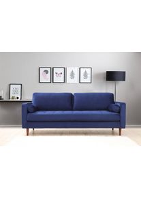 Design 3 személyes kanapé Jarmaine 215 cm sötétkék
