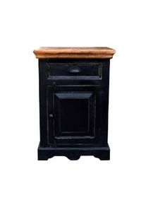 SIT-MÖBEL SIT Möbel Cómoda | 1 puerta, 1 cajón | mango + MDF | negro con tapa color miel | A 50 x P 35 x Alt 72 cm | 05899-11| Serie CORSICA