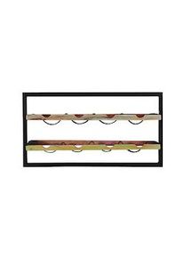 SIT-MÖBEL SIT Möbel Estante de pared | para 8 botellas | madera vieja de colores | metal viejo negro | An 65 x Pr 25 x Al 35 cm | 09135-98 | Serie RIVERBOAT