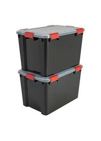 2 IRIS OHYAMA AT-LD BkR/C/D.Red Aufbewahrungsboxen 2x 70,0 l schwarz, transparent, rot 29,0 x 59,0 x 38,0 cm