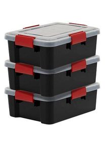 3 IRIS OHYAMA AT-S BkR/C/D.Red Aufbewahrungsboxen 3x 10,0 l schwarz, transparent, rot 29,0 x 39,0 x 14,6 cm